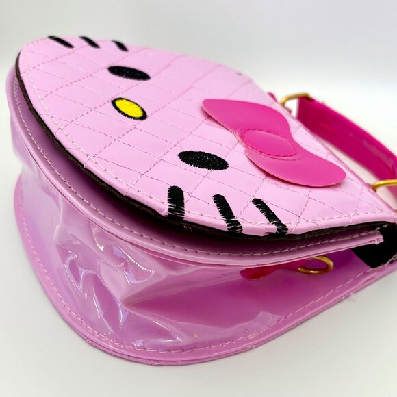 Glam Pink Embroidered Vinyl Hello Kitty Sanrio Crossbody Bag Purse Handbag New - Picture 2 of 5